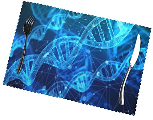 DNA Chain Foto-Platzsets, öl- und hitzebeständig, 30,5 x 45,7 cm, 6 Stück, hochwertige einseitig bedruckte Essmatten