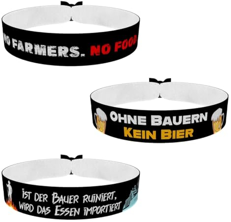3er Set Landwirte Bauern #2 Stoffarmbänder - Handgefertigtes Set aus mehreren Stoffarmbändern - Verstellbar, Wasserfest und Unisex - Perfekt als Festival Access