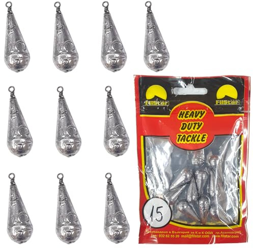 PRO FILSTAR Birnenblei Set 10 x 15g - Blei Angeln mit Wirbel - Grundblei