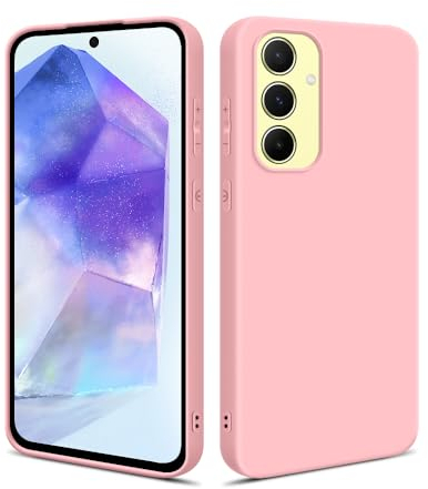 HS Products HSP Cover per Samsung Galaxy A55 5G [repellente alla polvere] Custodia protettiva in silicone TPU premium | antigraffio antiurto | Protezione della fotocamera | Vestibilità sottile | Rosa