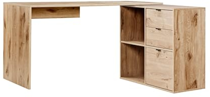 mokebo Eckschreibtisch groß in Eiche mit Schubladen & Fächern 'Der Produktive', auch als Schreibtisch oder Arbeitstisch im Büro, Kinderschreibtisch oder Gaming Tisch 145x77x54 (B/H/T in cm)