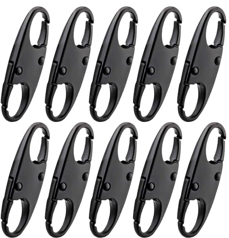 10pcs Zipper Clip Theft Deterrent, Snap S Hooks Dual Opening S Shaped Quick Disconnect Carabiner Zipper Locks Anti Theft Zipper Pull Replacement for Backpacks Camping Traveling Outdoor(Black)