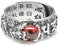 NOURIS Glücksring, Herren- und Damenring, S925-Sterlingsilber, viel Glück, Feng Shui, Pixiu-Amulett, Mantra-Ring mit Granat, Geschenk for Mutter und Vater