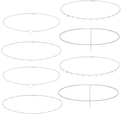 8 Stück Bauchkette Silber, Bauchkette Taillenkette Bauchkette Belly Chain Waist Chain Kettengürtel Geeignet Bauch Kette Mädchen Alle Jahreszeite Für Strand Sommeraccessoires