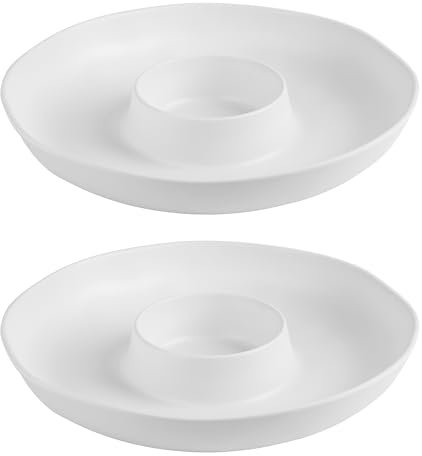 ZAROCRUS Chip and Dip Serving Set Divided Serving Platter Appetizers and Cheeses Serving Tray White Compartment Dishes for Party, Christmas, Dessert, Fruit, Candy, 13-inch Set of 2