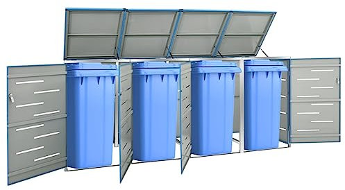 Mülltonnenbox für 4 Tonnen 276,5x77,5x112,5 cm Edelstahl,149569
