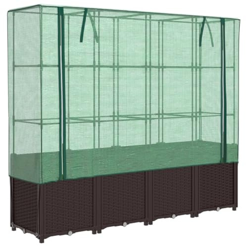 vidaXL Hochbeet mit Gewächshaus-Aufsatz Rattan-Optik 160x40x153 cm
