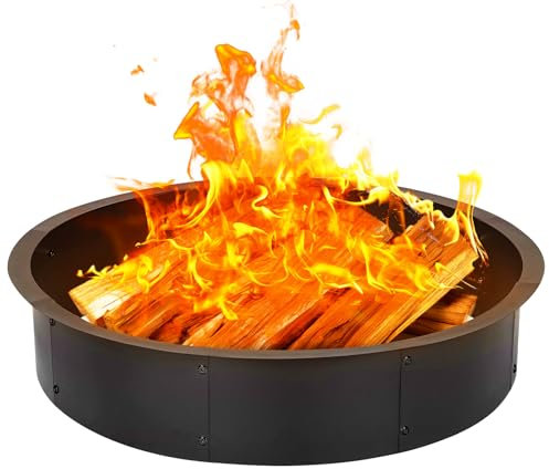 Feuerschalenringeinsatz, im Boden, tragbarer Metall-Feuerstellenring für draußen, Lagerfeuer, Party, Lagerfeuer, Camping-Zubehör, Grillwerkzeug (rund)