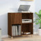 IKAYAA Mueble de Discos de Madera 84,5x38x89 cm, Tocadiscos de Vinilo Stand, Estanteria CD, Mueble Tocadiscos, Mueble para Discos, Mueble para Vinilos, Marrón Roble