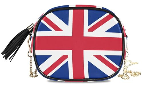 HMZXZ Crossbody-Tasche England UK Britische Flagge, kleine Handtasche, Geldbörse, Union Jack, PU-Leder, Schultertasche, Organizer, Kette für Damen und Mädchen, multi