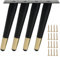 Minnhua Lot de 4 pieds de meubles obliques en métal noir et doré - 20 cm - Pieds de meubles antidérapants pour armoires, chaises, étagères, canapés, tables, armoires, canapés, lits, ottomans, bureaux