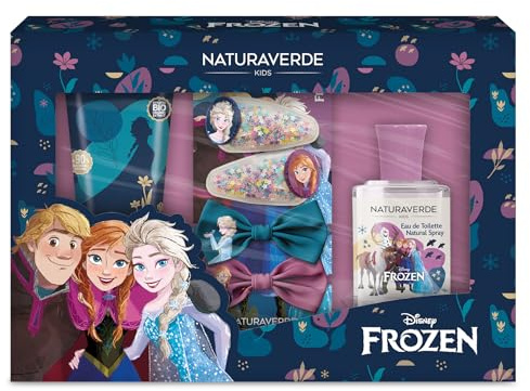 FROZEN | Frozen Gift Set, Profumo 30ml + Bagnoschiuma 100ml + Mollette Glitter - Set Elegante e Divertente per la Cura dei Più Piccoli