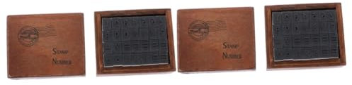 VILLCASE 2 Juegos sello scrapbooking tinta mano número craft carta rustica mini para manualidades de arcilla estampadores para niños herramientas de bricolaje de madera Brown