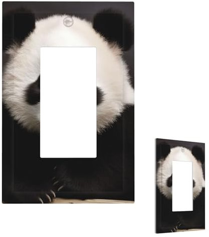 Plaque murale pour interrupteur - Joli panda blanc - Finition brillante - 1 interrupteur décoratif - Plaque murale à bascule pour chambre à coucher