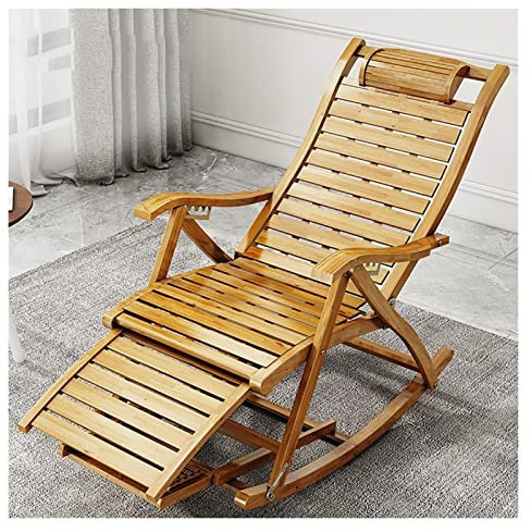 Generico Sedia a Dondolo Pieghevole, Sedia a Dondolo in bambù, Sedia a Dondolo Comoda, Chaise Longue ergonomica per Patio, Sedia per Allattamento (Stile 1)