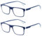 Missfive Premium-Lesebrille für Männer, 2 Pack Fashion Blue Light Blocking Readers, Sturdy Spring Hinge Eyeglasses, Durable Computer Eyewear, Light Full Frame Glasses, Anti UV, 2,5x