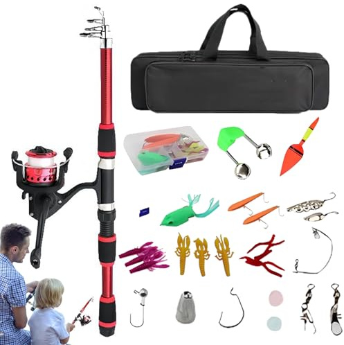 Angelset für | Teleskoprute 1,8 Meter mit Rolle | Anfänger-Ausrüstung für Meeresangeln, Zubehör für Dock und Outdoor-Ausrüstung