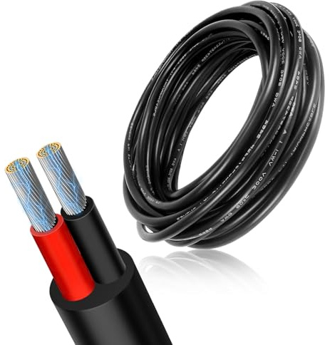 15 Meter 16AWG 2x1,5mm² Elektrischer Draht, 2 adrig Kabel Flexibles verzinntes Kupferkabel, mehrlitzig, hohe Temperaturbeständigkeit, Stromkabel für DC 5 V/12 V/24 V, LED, Kfz, Verlängerungskabel