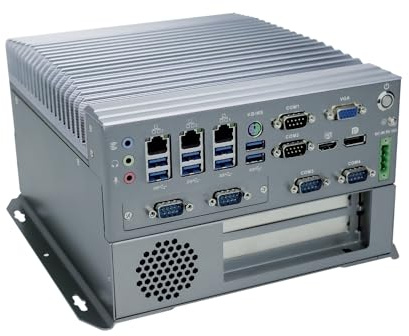 ANDAQI Fanless Industrial PC, Mini Computer, IPC, I3 6100T, Windows 11 / Linux, IX04, VGA, DP, HDMI, 6 x COM, 3 x LAN, PCIE X16 Slot, PCI Slot, DC Phoenix, 9 to 36V, 8G RAM, 128G SSD