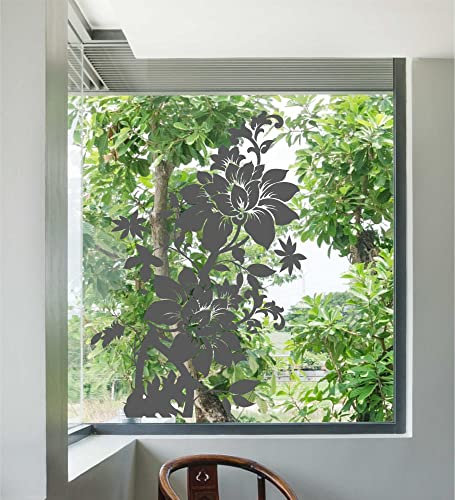 INDIGOS UG - Wandtattoo Wohnzimmer - Wandaufkleber Glasdekorfolie Blumen Blume 120x84 cm w324 - Aufkleber Kinderzimmer Schlafzimmer Küche Badezimmer Büro Dekoration