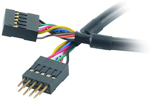 Akasa USB Internal Extension | USB 2.0 Internal Extension Cable | 9-pin Male to Female Motherboard USB Connectors | 40cm | Black | EXUSBI-40