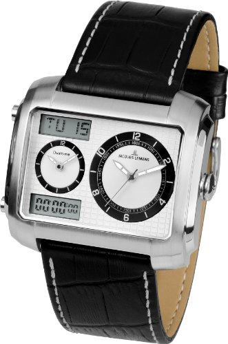 JACQUES LEMANS Herrenuhr Madrid Lederarmband massiv Edelstahl 1-1708B