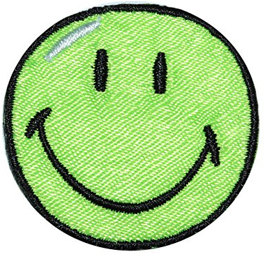 alles-meine.de GmbH Bügelbild - Smiley grün - 3,8 cm * 3,8 cm - Aufnäher gewebter Flicken/Applikation - Gesichter Smile Emotion Smileys/lachend grinsend - bunt World - Mädche..