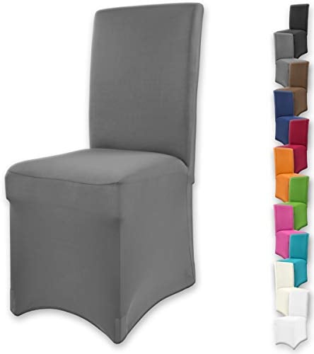 Gräfenstayn Stretch-Stuhlhusse Henry - runde und eckige Stuhllehnen - bi-elastische Passform mit Öko-Tex Siegel Standard 100: „Geprüftes Vertrauen“ (Anthrazit)