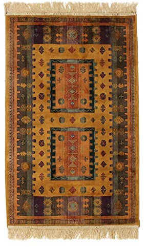 Teppich MAYA gerahmtes quadratisch (125 x 68 cm) braun – Pflaume – Viskose