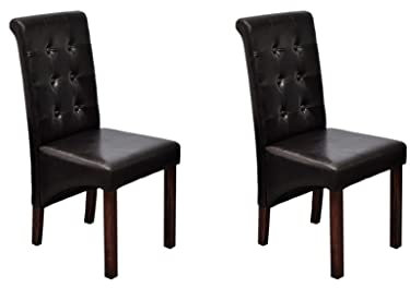 vidaXL Esszimmerstühle 2 STK., Esszimmerstuhl Hochlehner, Stuhl Polsterstuhl für Esszimmer Küche, Essstuhl Küchenstuhl, Modern, Braun Kunstleder