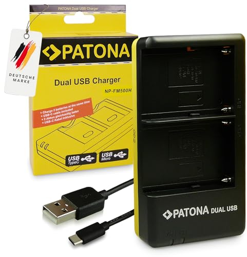 PATONA Dual Charger for NP-FM500H Battery compatible with Sony DSLR-A500 DSLR-A700 DSLR-A900 ILCA-77M2 SLT-A57 SLT-A99