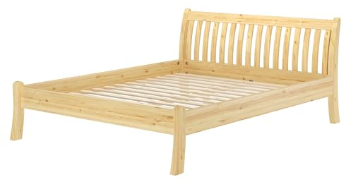 Erst-Holz®Stilvolles Doppelbett 180x200 cm Kiefer massiv Bauart geschwungen Zubehör wählbar V-60.61-18Rollrost inkl.