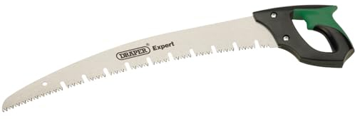 Draper Expert 500 mm Pruning Saw | Curved Blade Heavy Duty Hand Saw | Pruning Tree Tool | Soft Grip| Cutting Gardening Tool | 44997, Green and Black