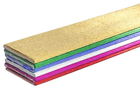 Clairefontaine 911199C Packung mit 6 Rollen Metallkrepppapier (250 x 50 cm, 72 g, ideal für Deko, mit Glanzeffekt) 1 Pack farbig sortiert