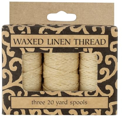 Lineco Waxed Genuine Linen Thread, 20 Yards, Pack of 3 Spools, Natural