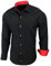 Baxboy Herren-Hemd Slim-Fit Bügelleicht Für Anzug, Business, Hochzeit, Freizeit - Langarm Hemden für Männer Langarmhemd R-44, Farbe:Schwarz/Rot, Größe:XL