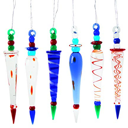 Oriental Trading Company Weihnachtsbaumschmuck, schöne mehrfarbige Glas-Eiszapfen, 12 Stück