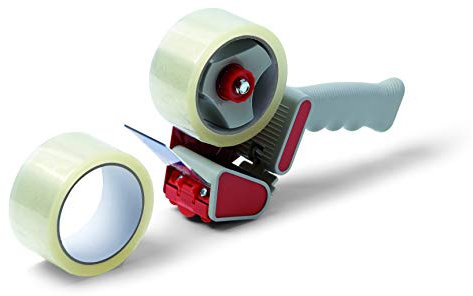 Schuller Eh'klar patentierter Handabroller inkl. 2 Rollen Schuller-Box Verpackungsbänder 50m, transparent, 44991