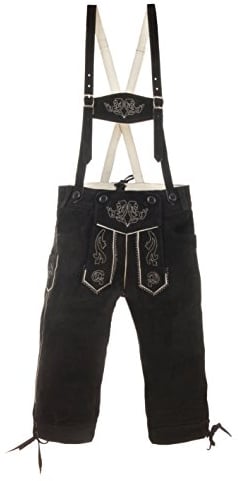 Kinder Trachtenlederhose Kniebund inkl. Hosenträger braun oder schwarz (164, schwarz)