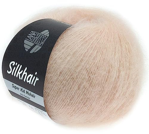 LANA GROSSA Silkhair | Feines Lace-Garn aus Superkid Mohair mit Seide | Handstrickgarn aus 70% Mohair (Superkid) & 30% Seide | 25g Wolle zum Stricken & Häkeln | 210m Garn FB 93