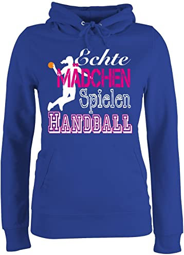 Pullover Damen Hoodie Frauen - WM 2023 Trikot Ersatz - Echte Mädchen Spielen Handball weiß - S - Royalblau - Handballer habdball hoddis hanball Hand Ball Pulis halbball Handballerin Hoodies