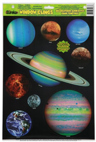 Eureka Planets Vinyl Window Clings Classroom Decorations, 12'' W x 17'' H
