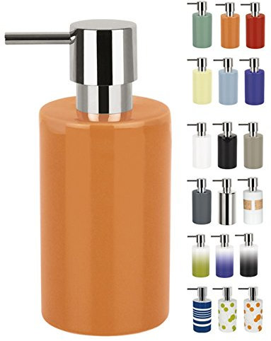 Spirella Seifenspender Tube | mit Pumpe | Flüssigseifen-Spender | Porzellan | 300ml | Langliebig und Robust | Orange, Unique