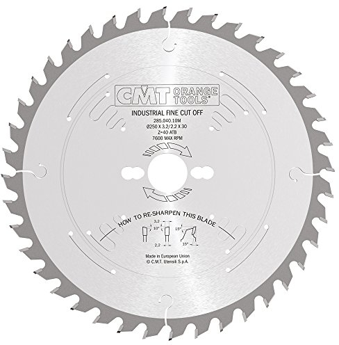 CMT Orange Tools Kreissägeblatt HW 250 x 3,2 / 2,2 x 30 Z=40 10° ATB - 285.040.10M - für Querschnitte