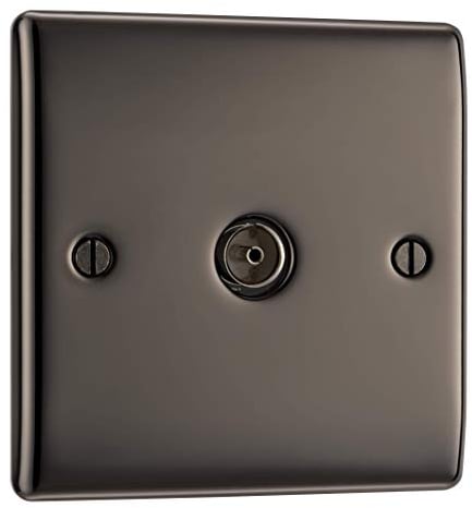 BG Electrical Single Co-Axial Socket, Black Nickel