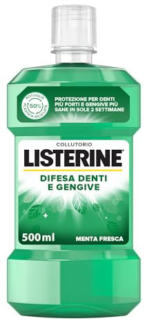 LISTERINE Collutorio Difesa Denti e Gengive, Al gusto di Menta Fresca, Collutorio gengive infiammate per denti forti, Con Fluoruro, Igiene orale per Gengive sane, 500 ml