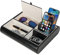 J JACKCUBE DESIGN Jack Cube Valet Tray Leather, Desk or Dresser Organizer, Catch-all For Keys, Phone, Wallet, Coin, Jewelry, and More (26.26 x 5.5 x 20.8 cm) - MK158 Black