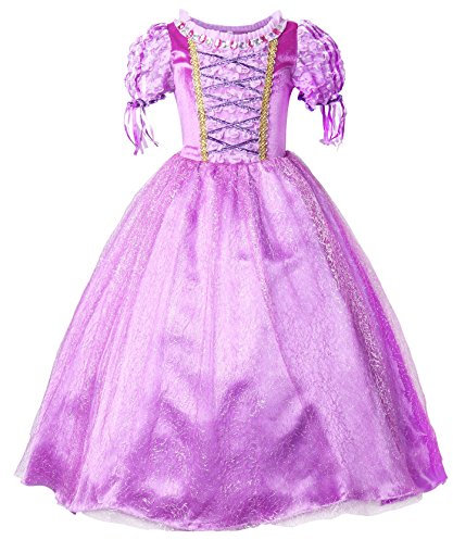 JerrisApparel Ragazze Vestito Abbigliamento abito da principessa costume (150cm, Viola)