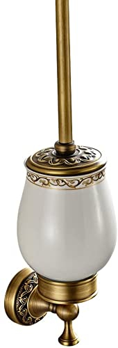 Weare Home Kupfer Toilettenbürste und Keramik Glas Form Halter Set mit Einschnitt, Minimal Klassic Bad Set Retro Solide Klassic Bronze Beschichtung Wandmontage Haltbar Badzubehör Badausstattung