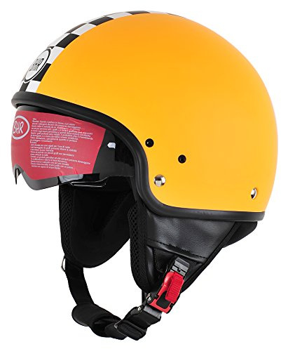 BHR Motorrad Helm 802 Demi-Typ mit Visier Versenkbare,Orange Rennen, L (58 cm)